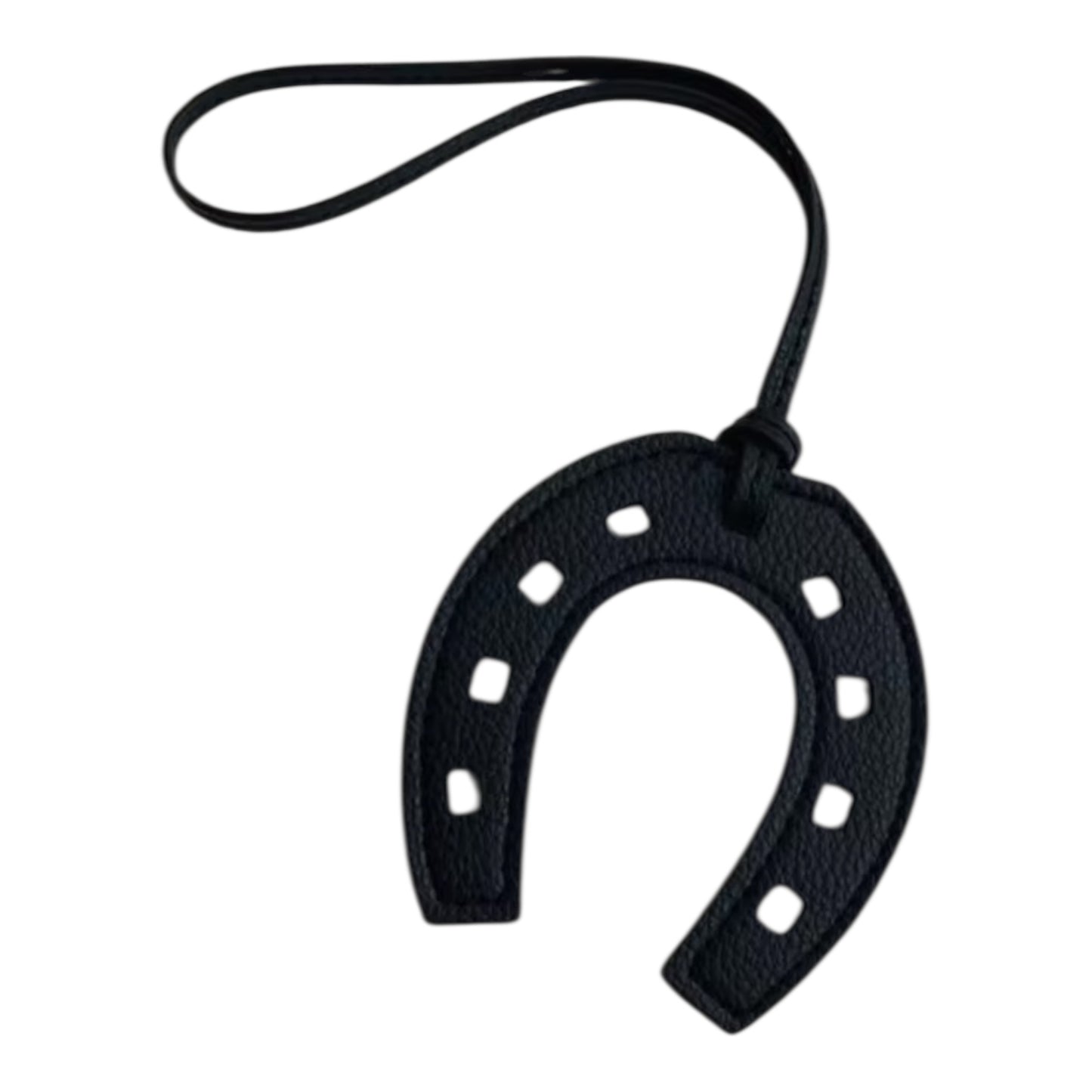 Horseshoe Faux Leather Bag Charm – 8” Good Luck Accessory with Hanging Strap