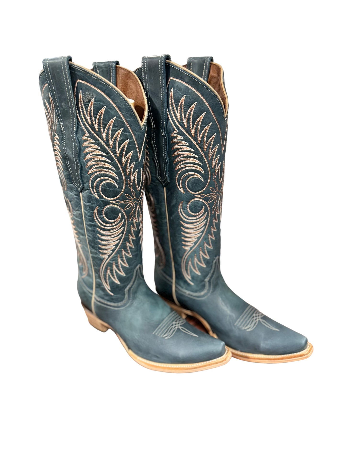 Dusty Blue Embroidered Circle G Cowgirl Boots