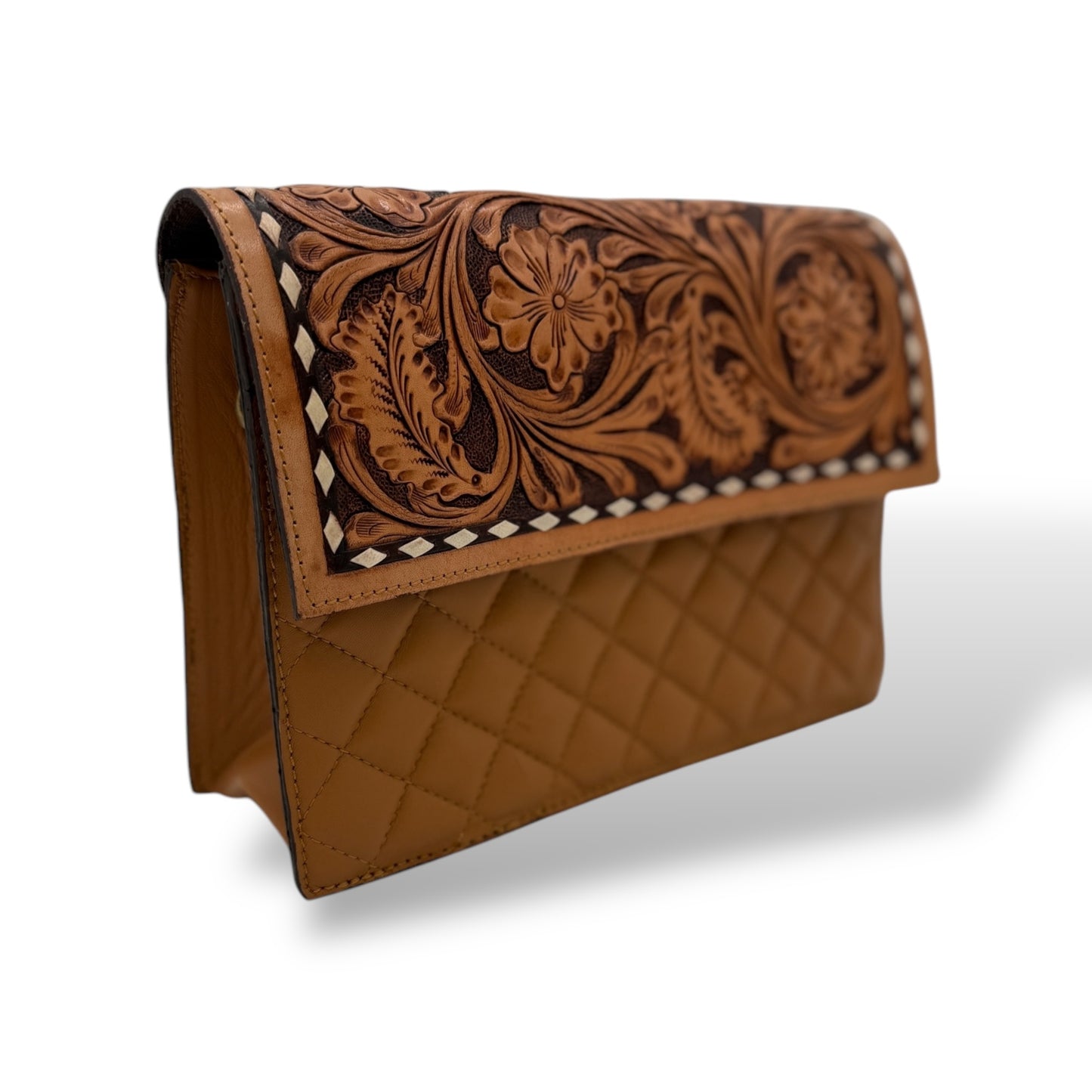 Quilted Grace Tooled Leather Handbag