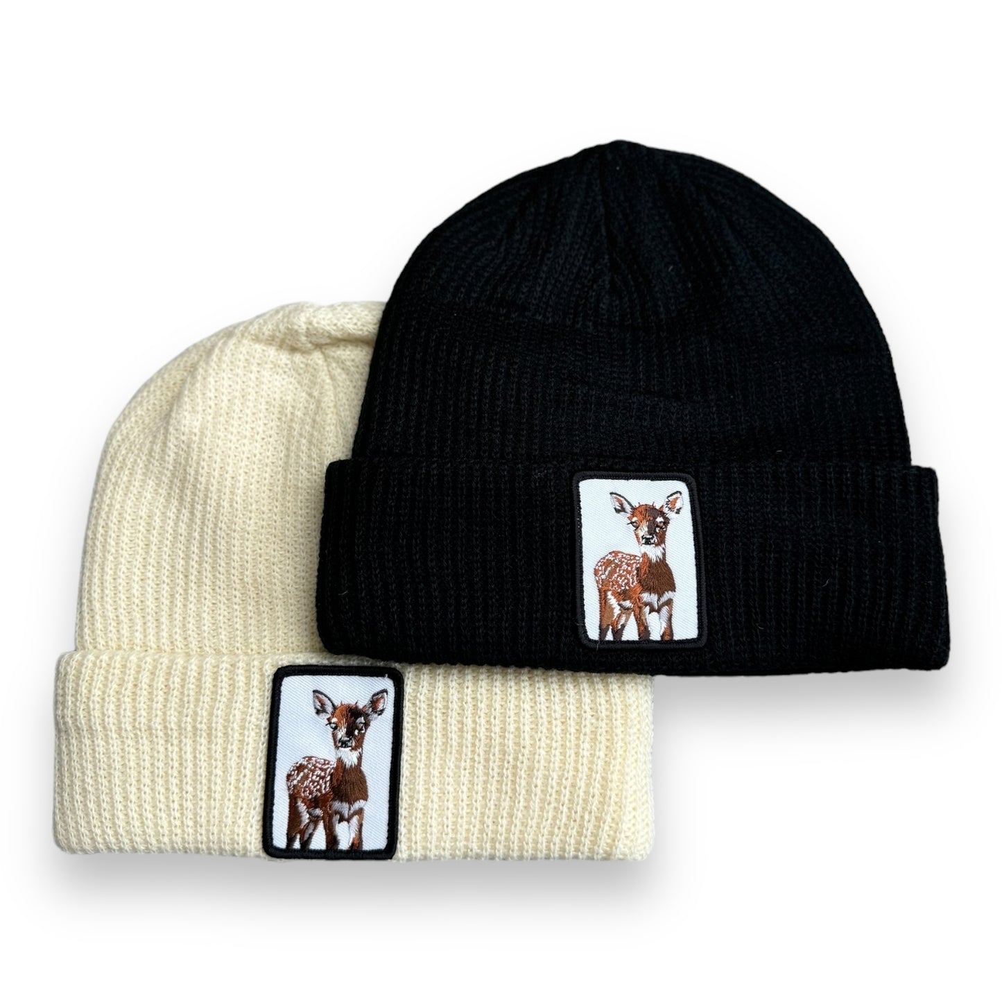 Beanie with Cute Embroidered Animal Patch