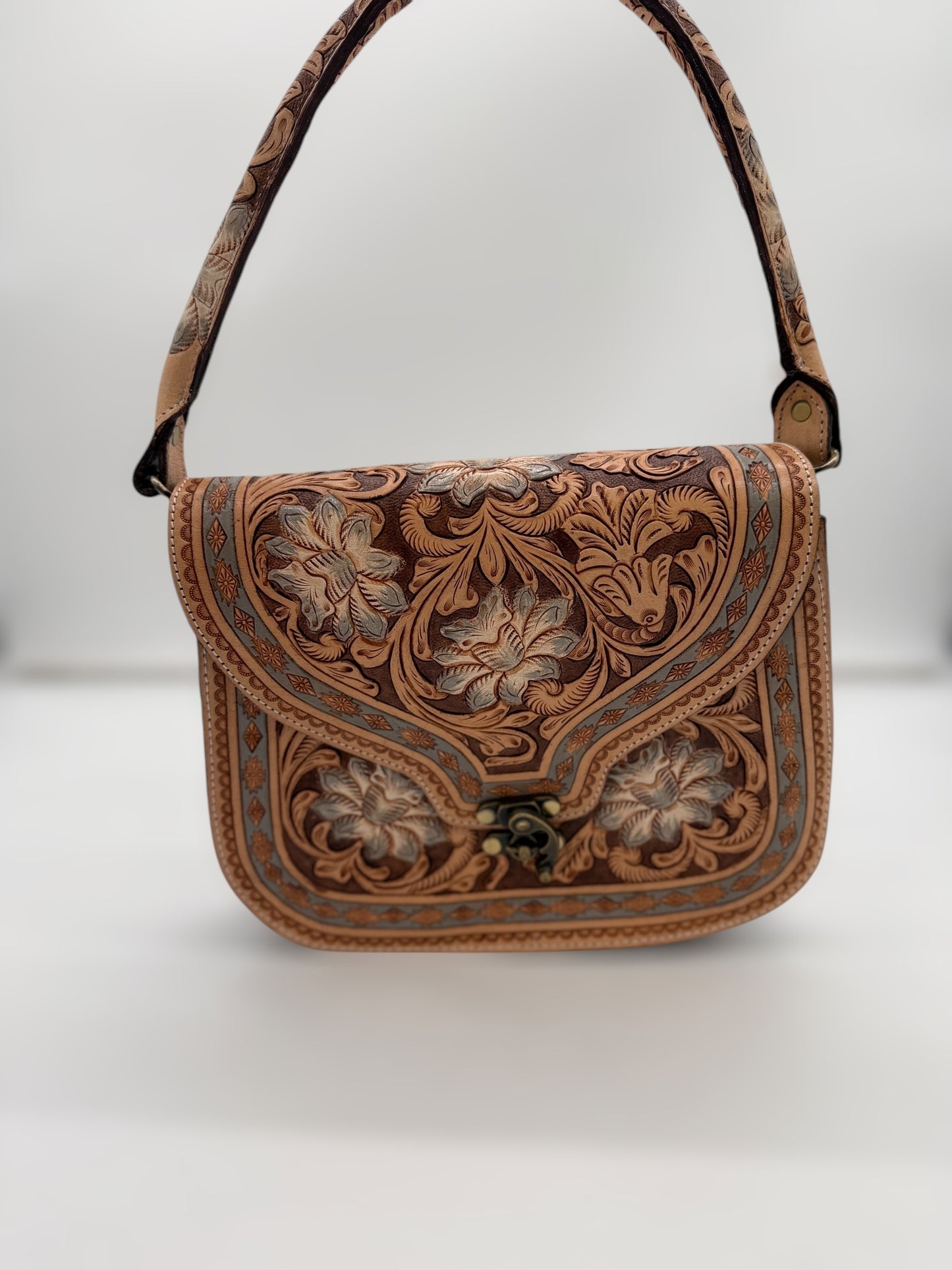 The Savannah Tooled Bag with Shoulder Strap and Crossbody Strap