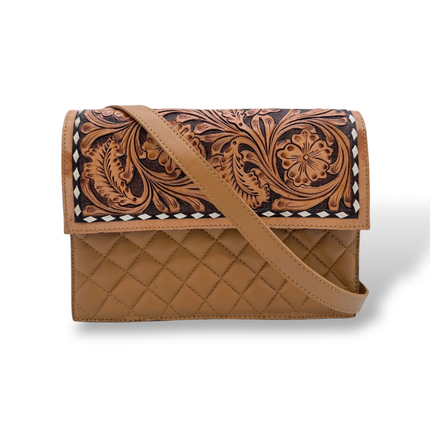 Quilted Grace Tooled Leather Handbag