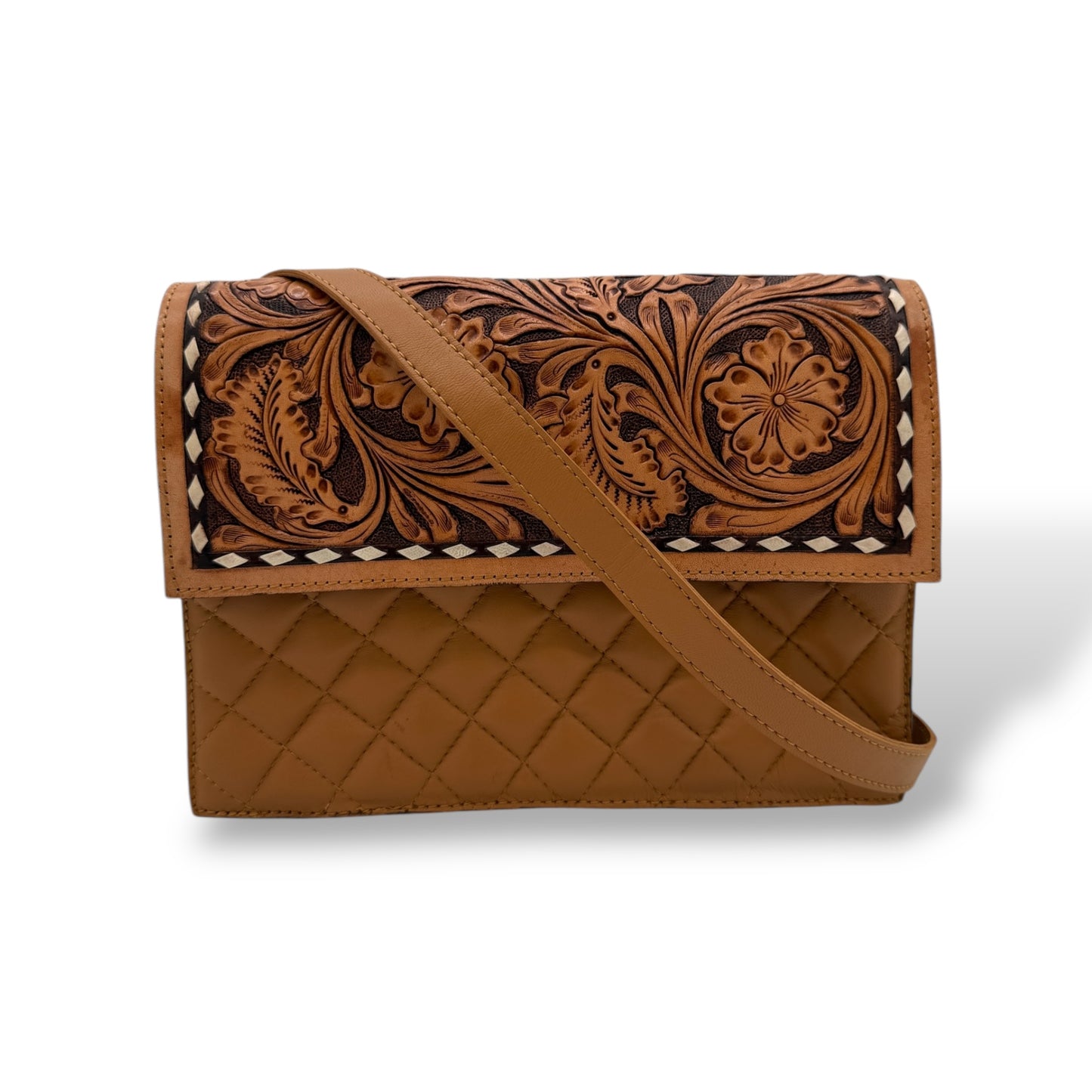 Quilted Grace Tooled Leather Handbag