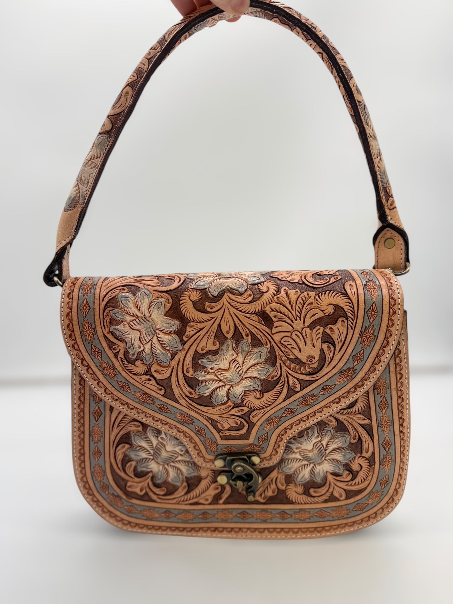 The Savannah Tooled Bag with Shoulder Strap and Crossbody Strap