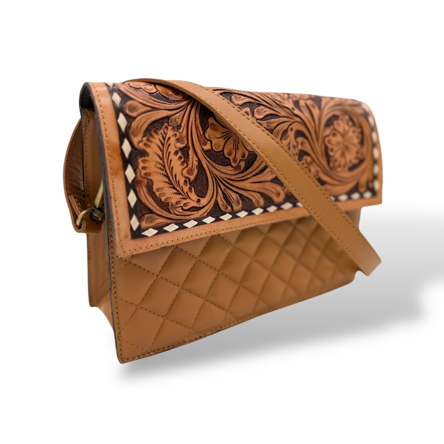 Quilted Grace Tooled Leather Handbag