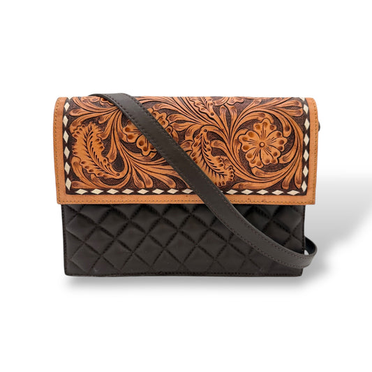 Quilted Grace Tooled Leather Handbag