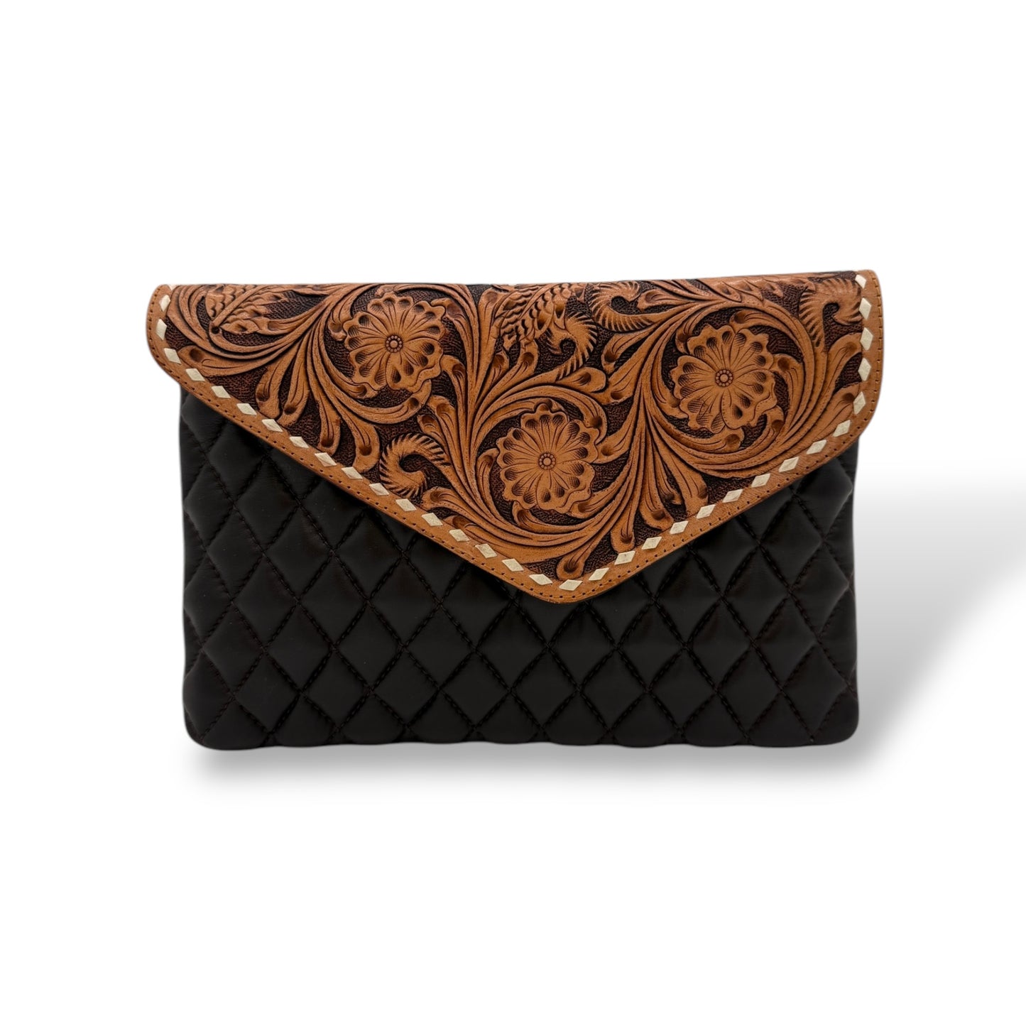 Heritage Elegance Tooled Leather Crossbody Bag