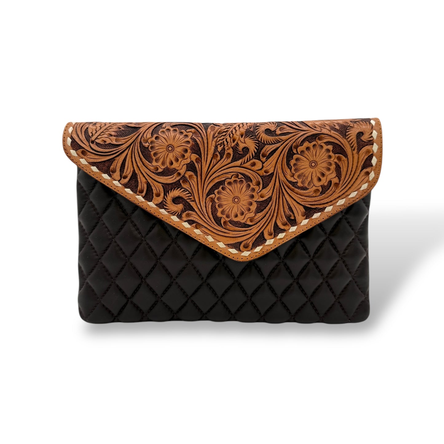 Heritage Elegance Tooled Leather Crossbody Bag