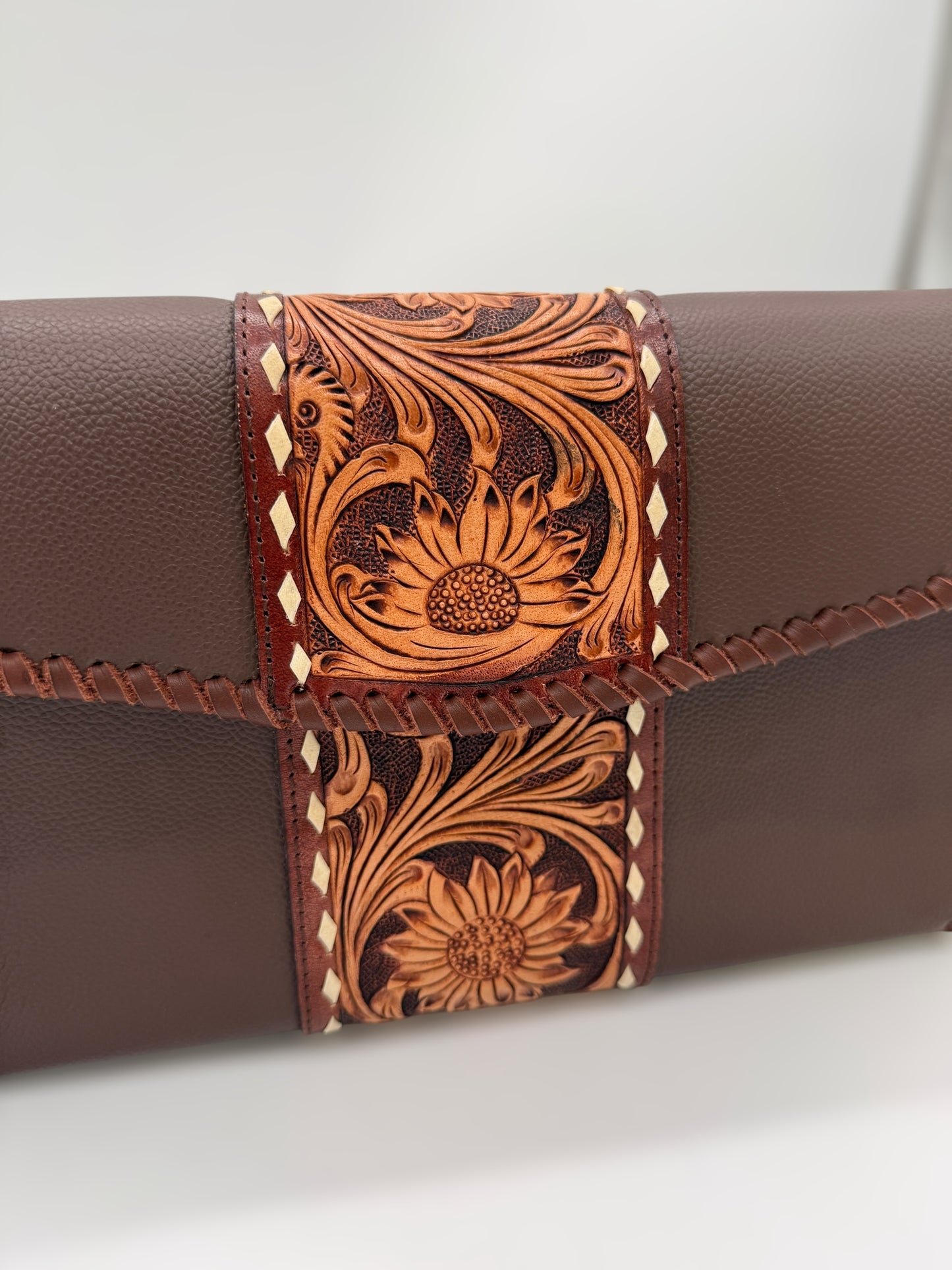 The Western Blossom – Hand-Tooled Leather Crossbody