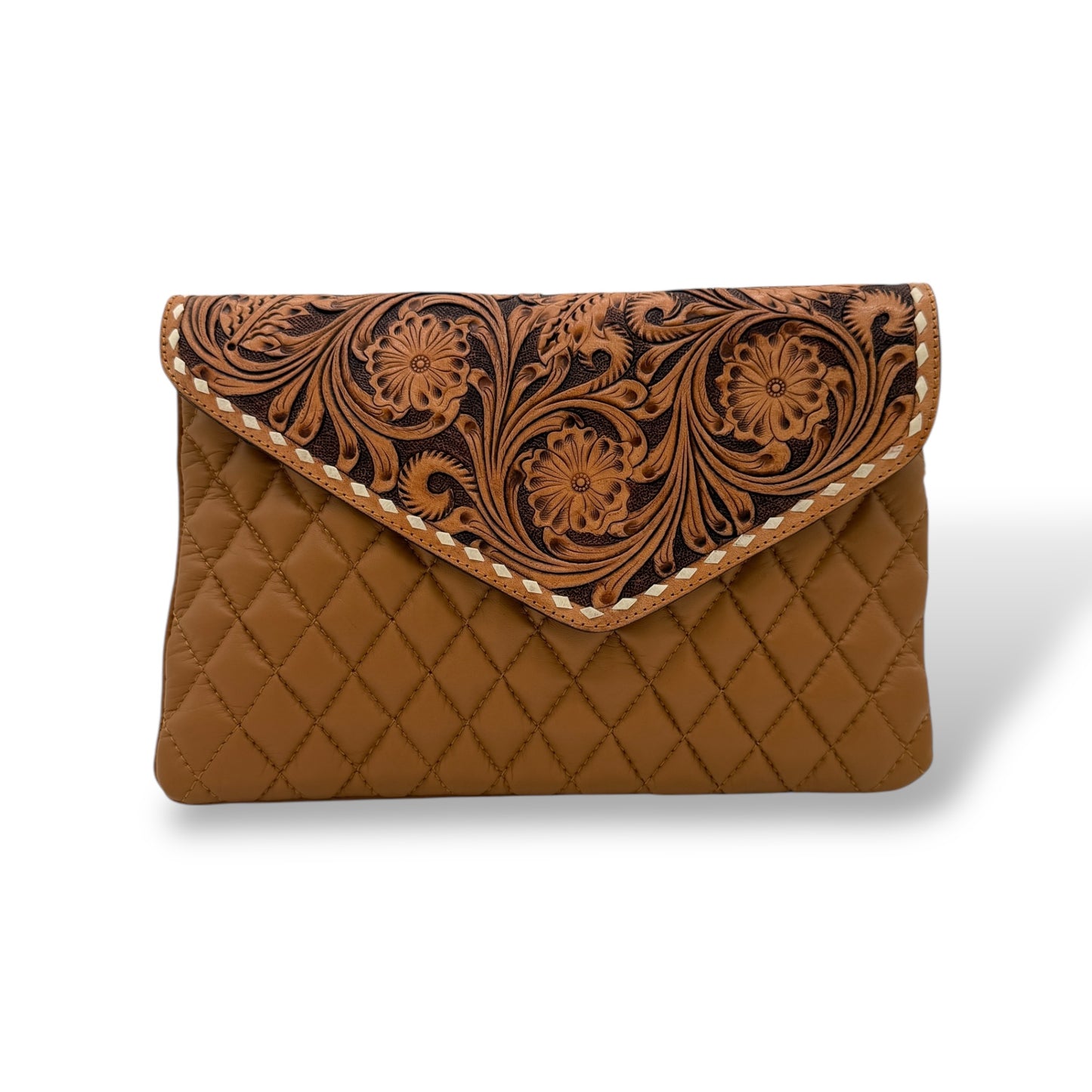 Heritage Elegance Tooled Leather Crossbody Bag