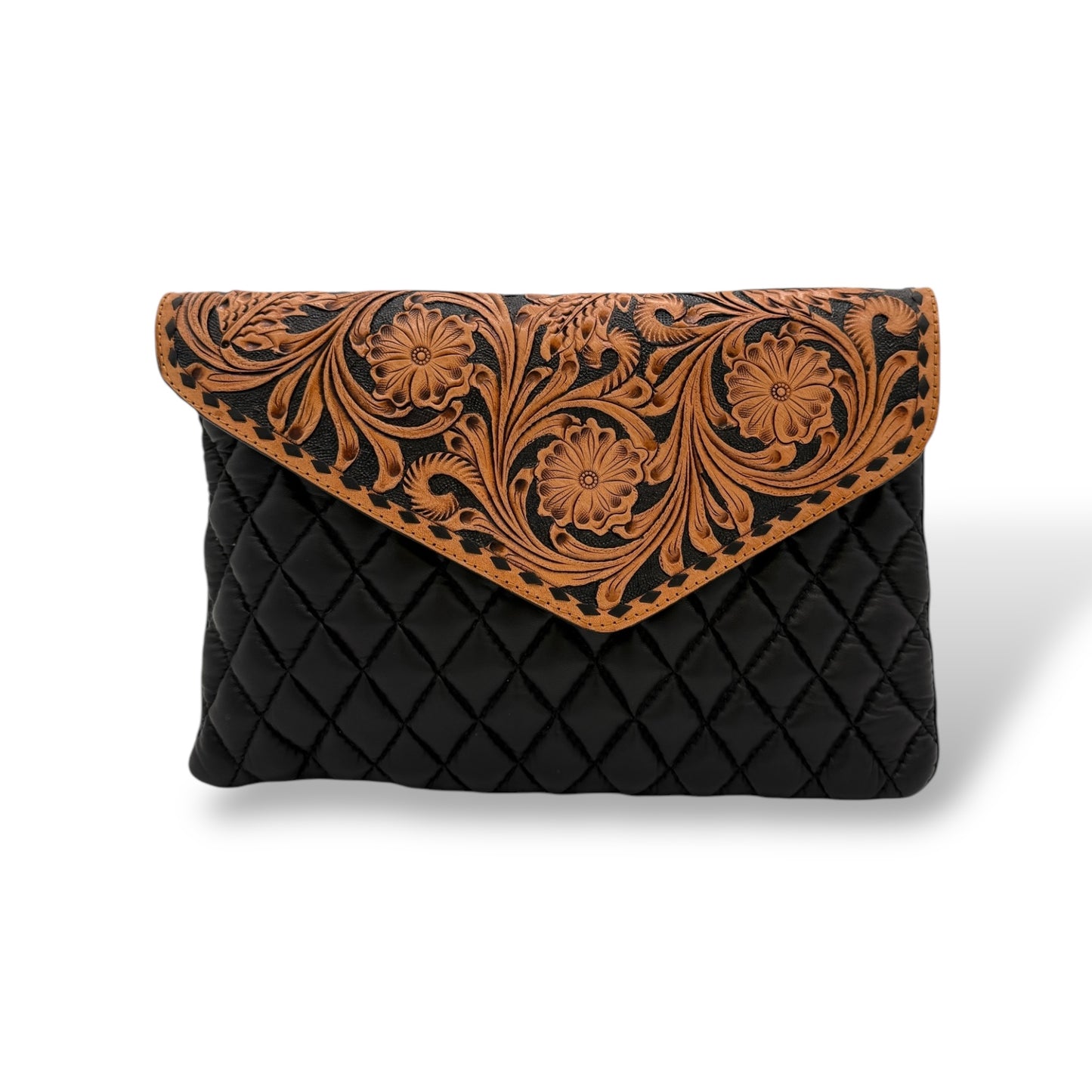 Heritage Elegance Tooled Leather Crossbody Bag