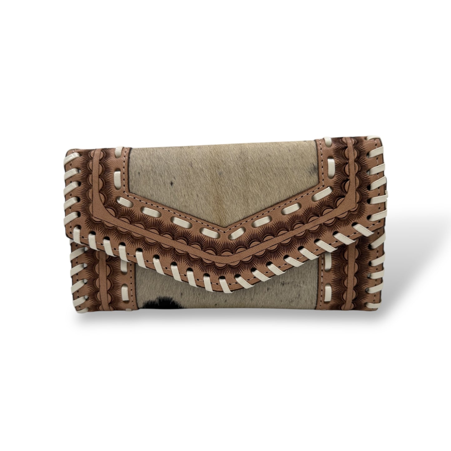 Rustic Charm Hair-On Cowhide Wristlet Wallet