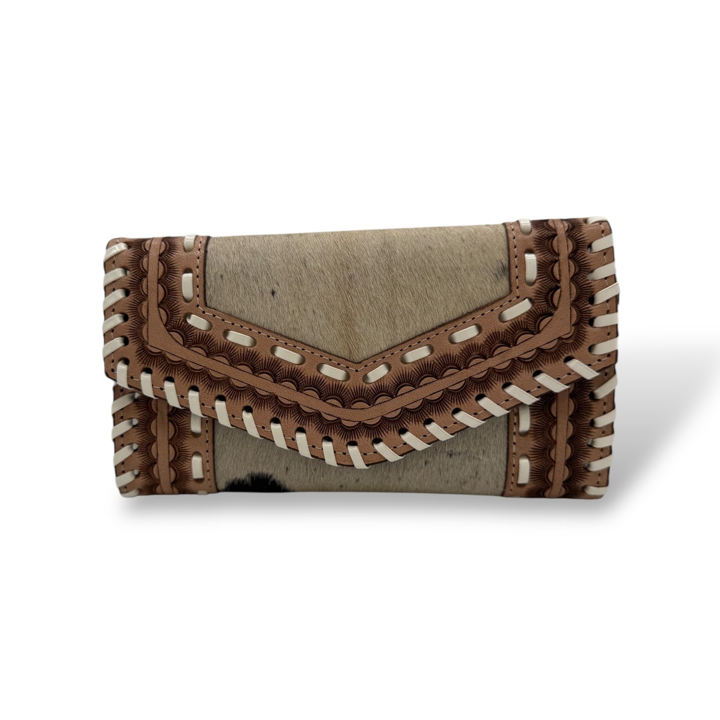 Rustic Charm Hair-On Cowhide Wristlet Wallet