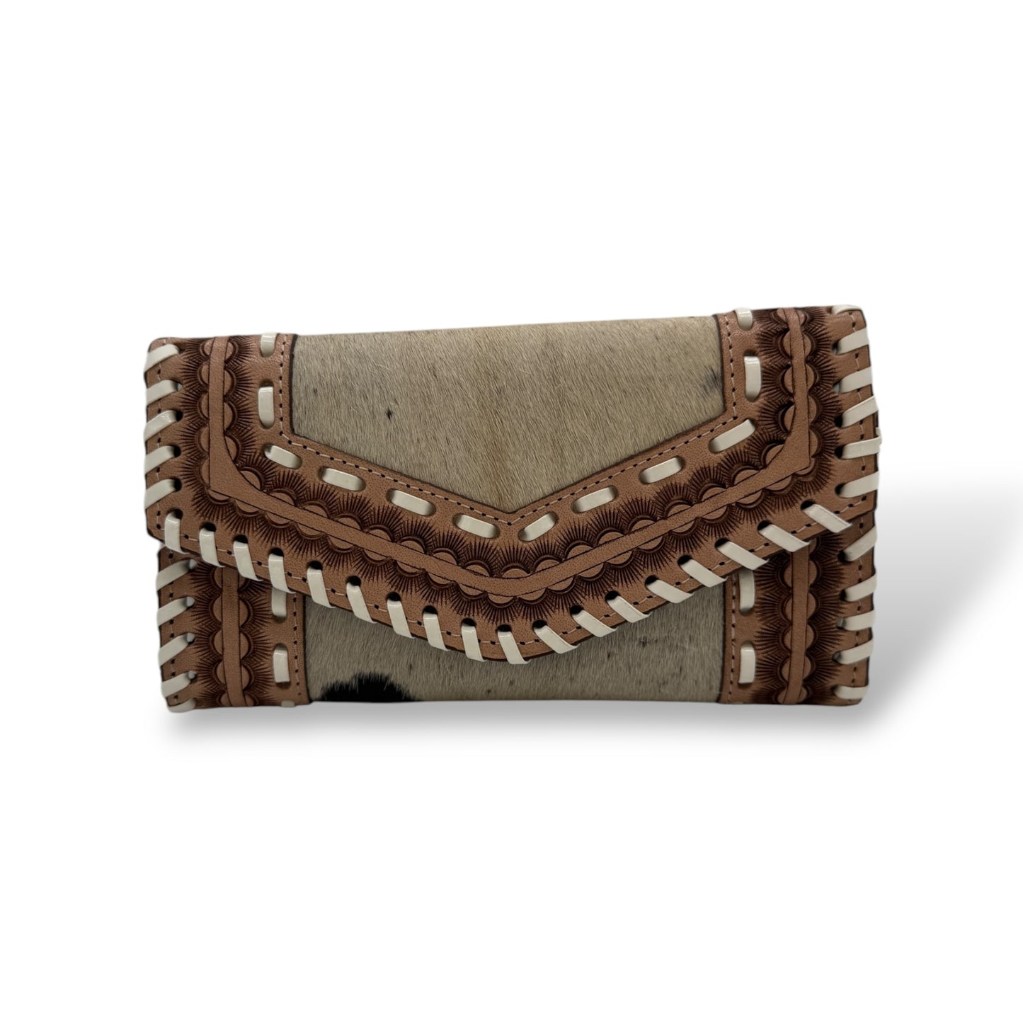 Rustic Charm Hair-On Cowhide Wristlet Wallet