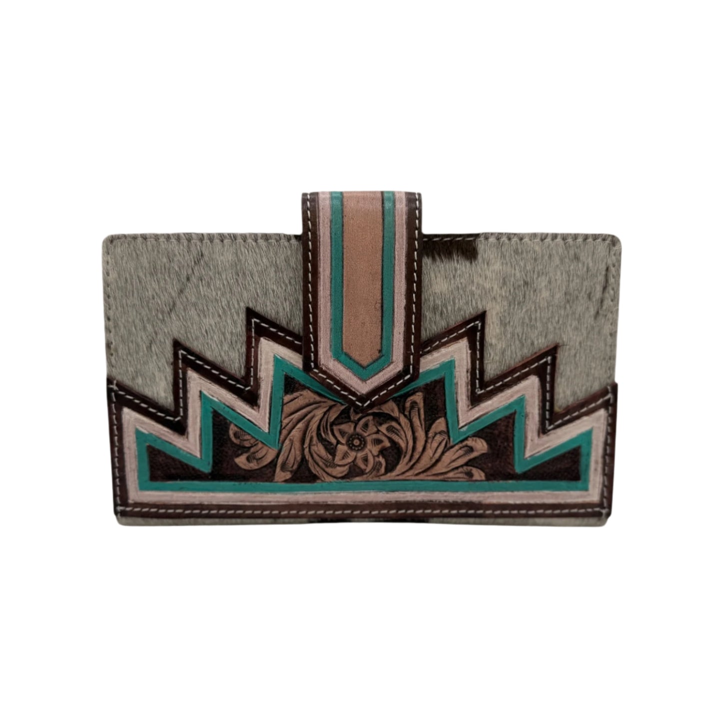 Western Elegance Hand-Tooled Leather & Cowhide Wallet