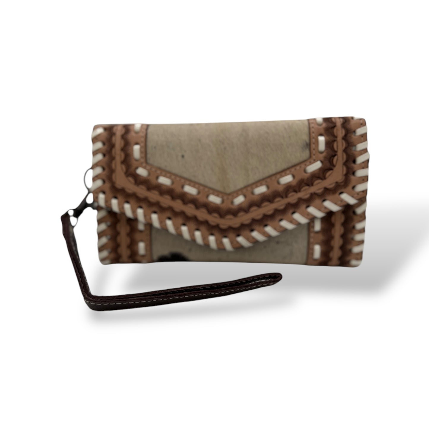 Rustic Charm Hair-On Cowhide Wristlet Wallet