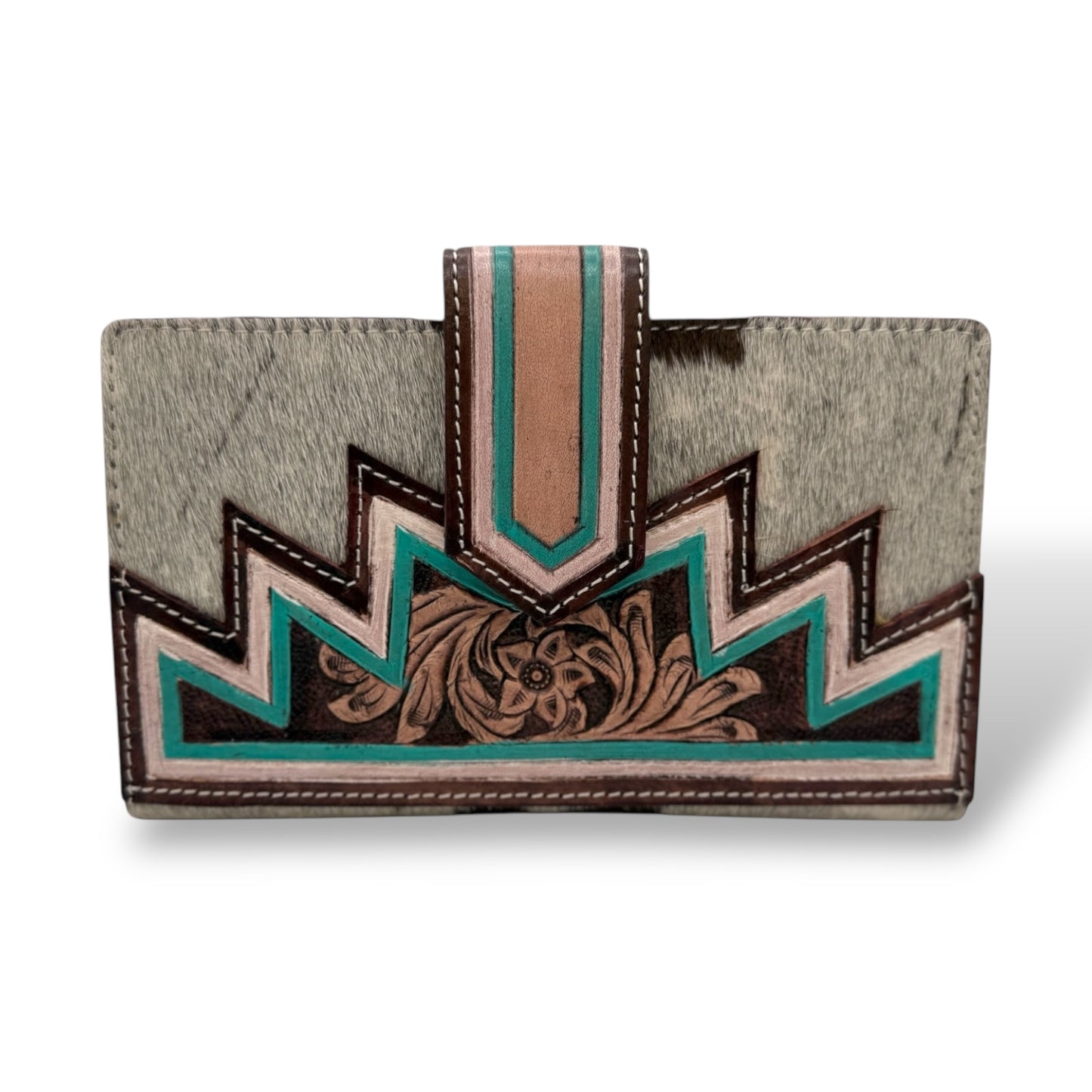 Western Elegance Hand-Tooled Leather & Cowhide Wallet