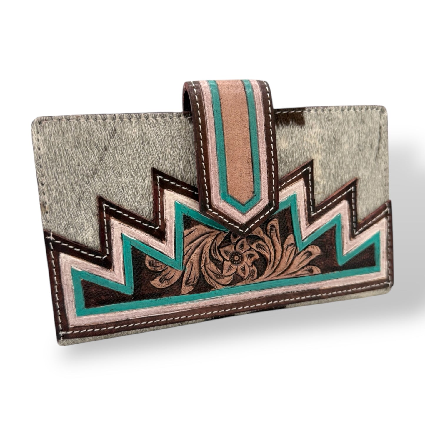 Western Elegance Hand-Tooled Leather & Cowhide Wallet