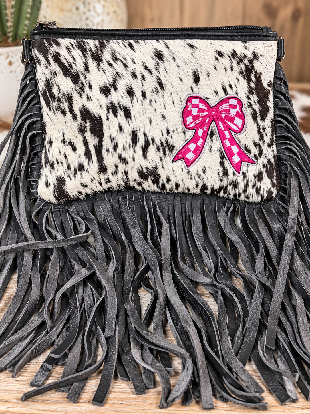 Stockyards After Dark Genuine Cowhide Fringe Crossbody Bag