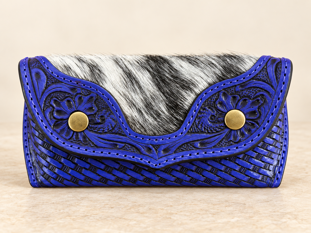 Tooled Leather Floral Sunglasses Case