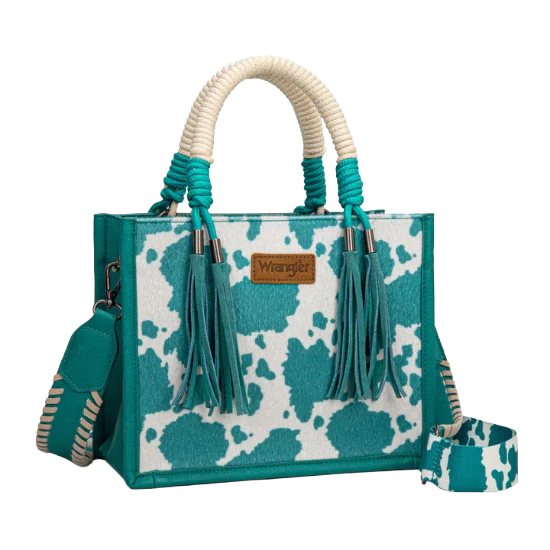 Ropin' Wrangler Cow Print Rope Handle Tote Bag