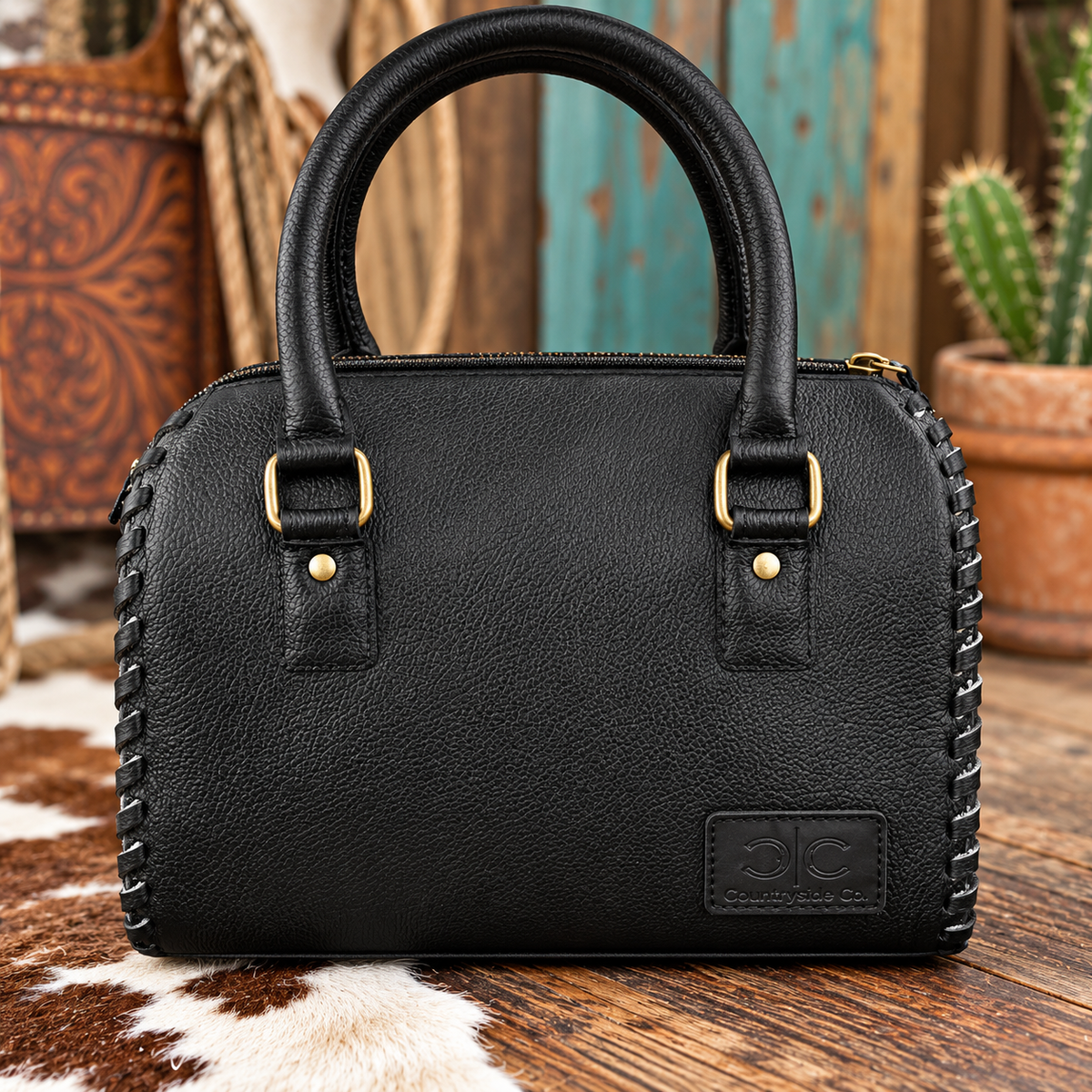 Howdy Darlin' Hand-Tooled & Hand-Painted Genuine Leather Speedy Bag