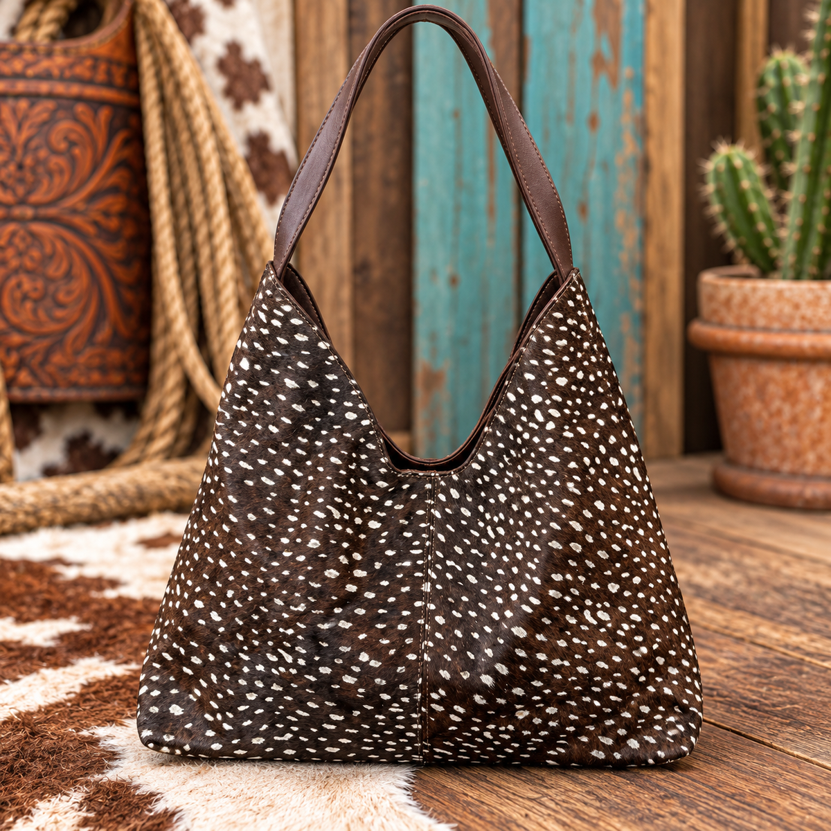 Wild Axis Genuine Cowhide Slouchy Hobo Shoulder Bag