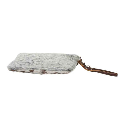 White & Brown Hairon Wristlet Pouch