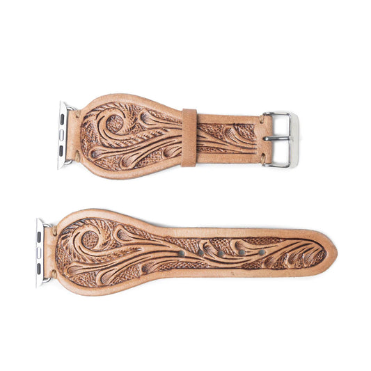 Leather Tooled Apple Watch Strap