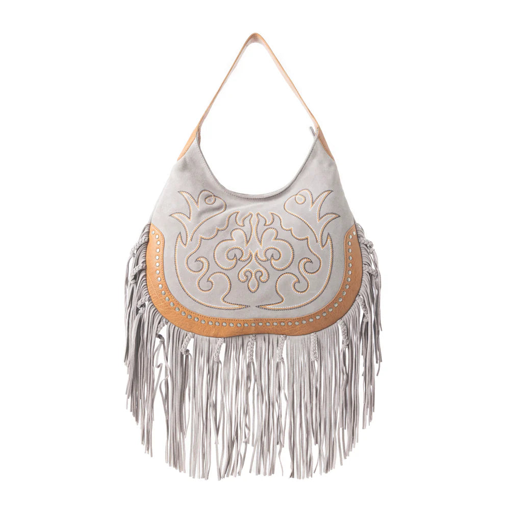 Sage Whisper Fringe Leather Bag