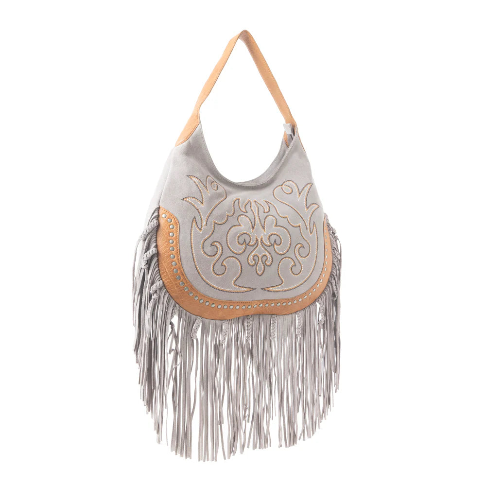 Sage Whisper Fringe Leather Bag