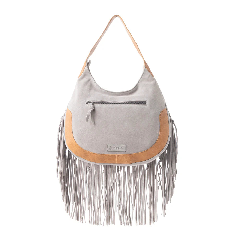 Sage Whisper Fringe Leather Bag