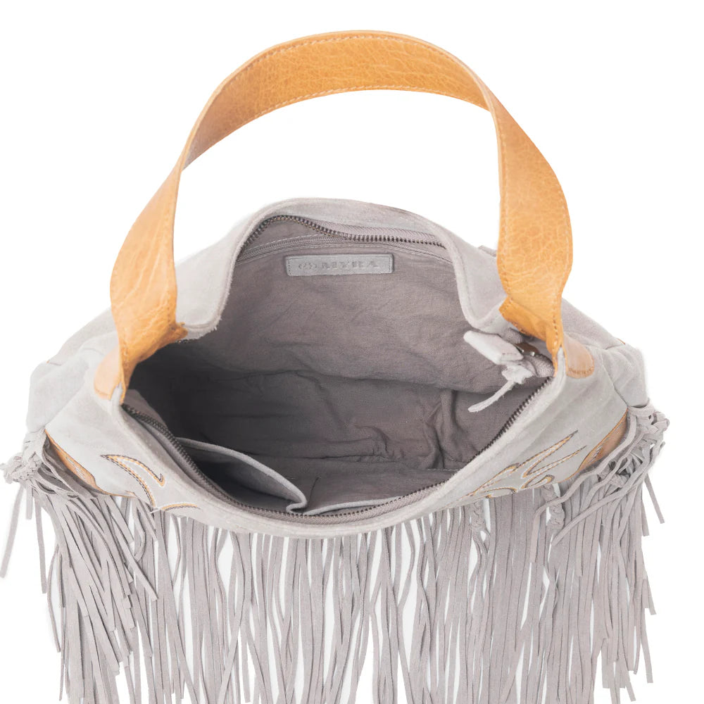 Sage Whisper Fringe Leather Bag