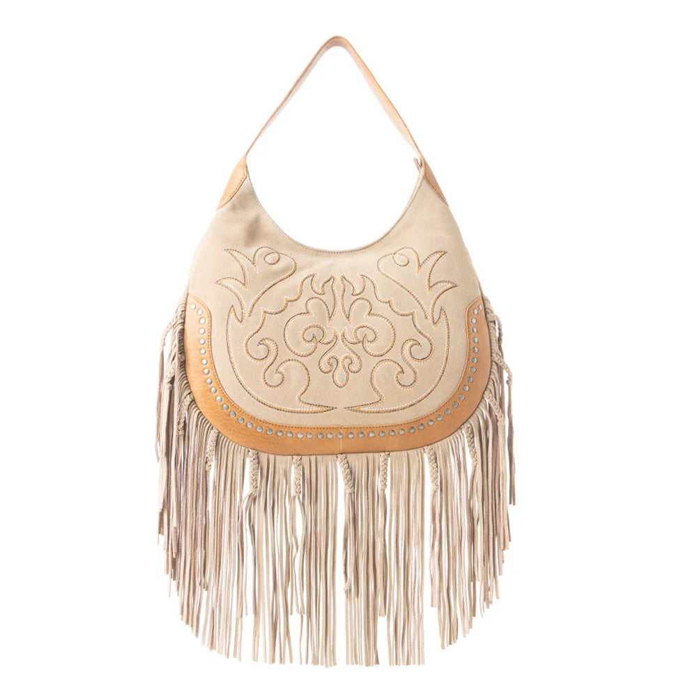 Sage Whisper Fringe Leather Bag