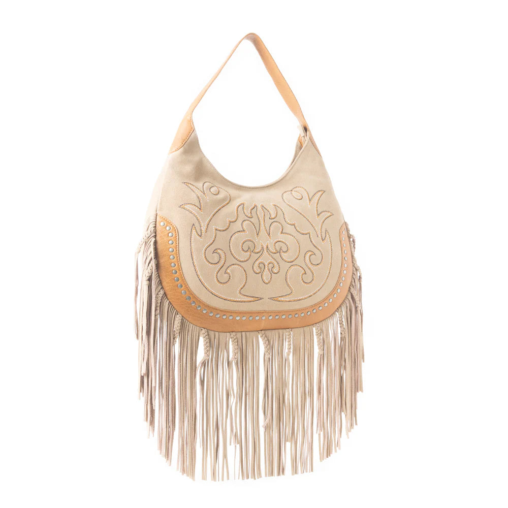 Sage Whisper Fringe Leather Bag