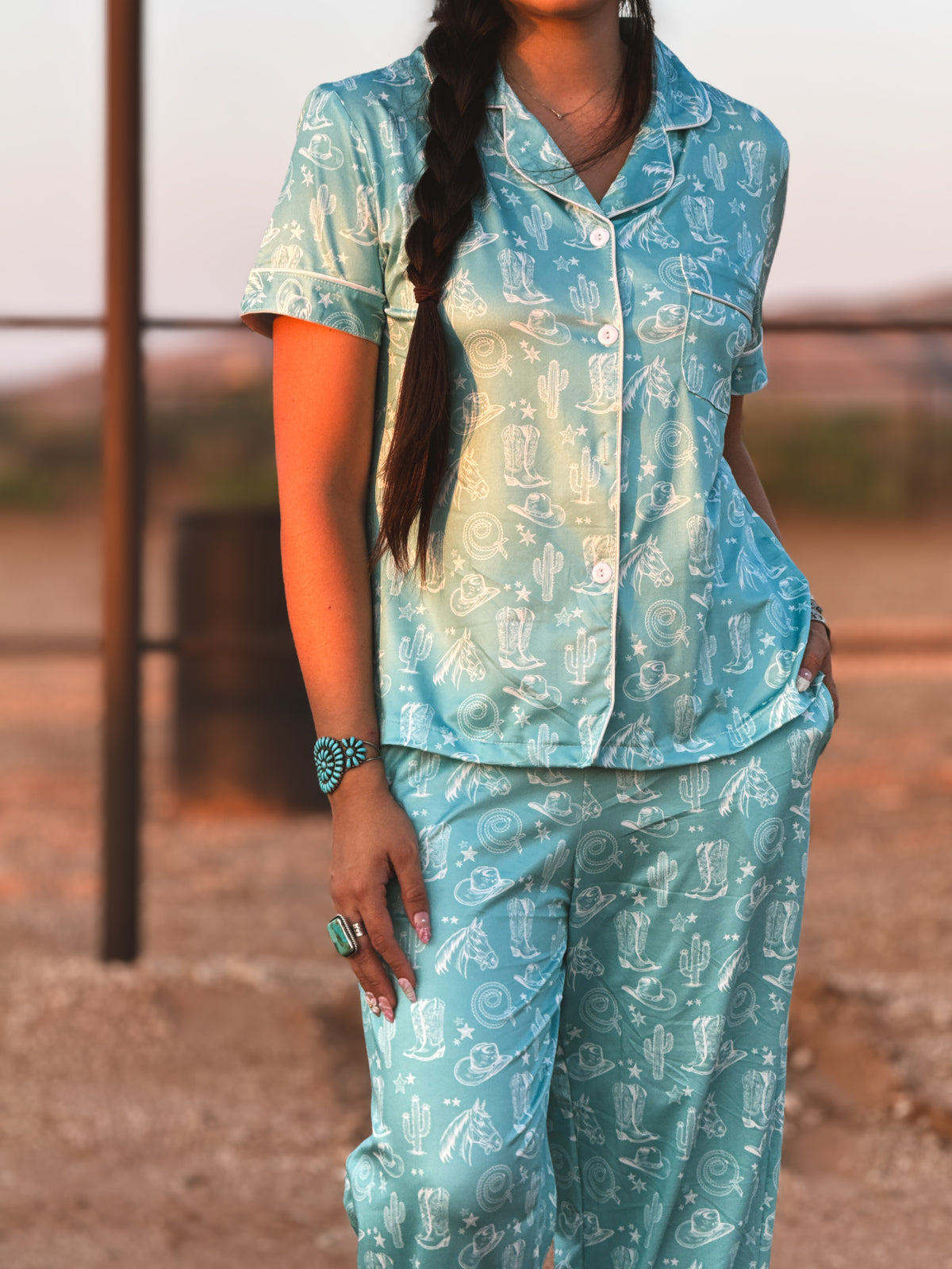 Dreamin’ in Turquoise Western Pajama Set