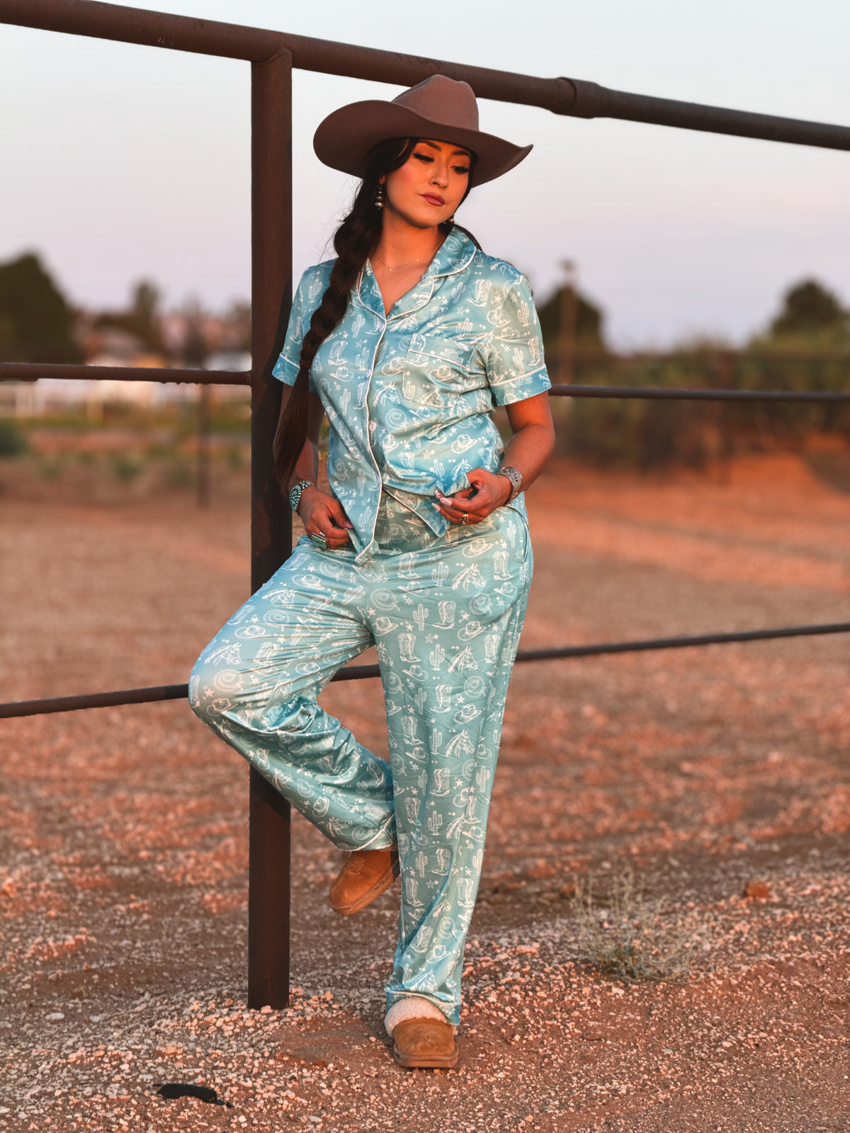 Dreamin’ in Turquoise Western Pajama Set