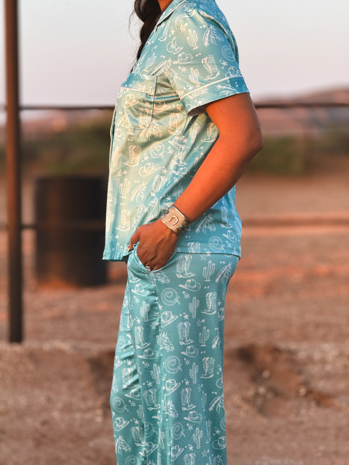Dreamin’ in Turquoise Western Pajama Set