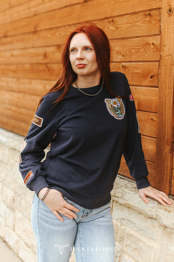 Western Patchwork Sweatshirt