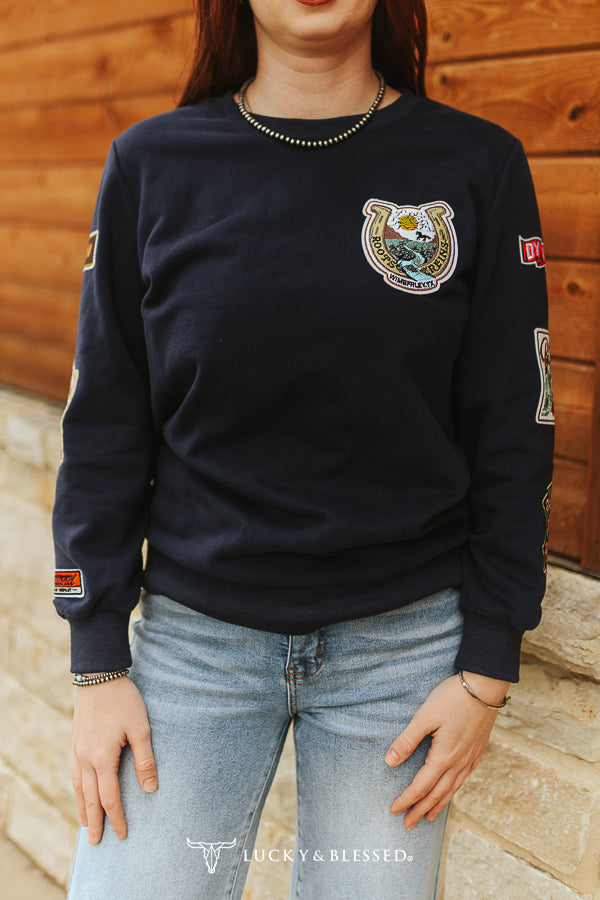 Western Patchwork Sweatshirt