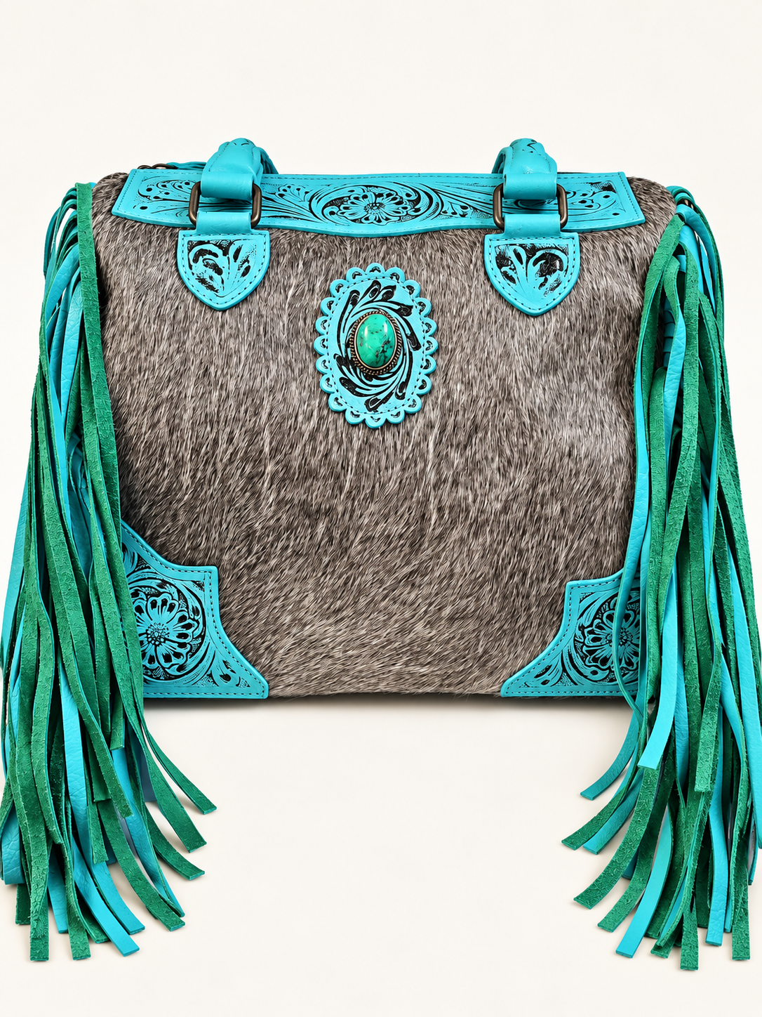 Becca Genuine Leather & Cowhide Fringe Bag