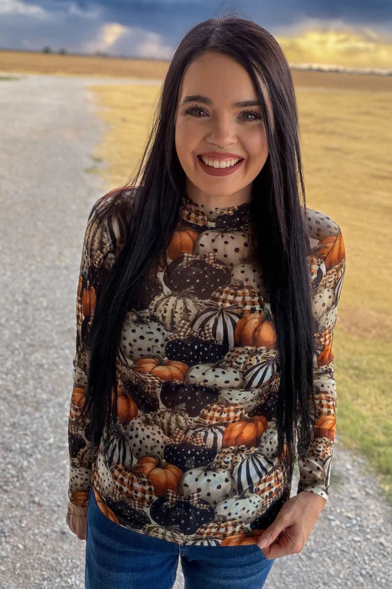 Pumpkin Spice & Wild Nights Mesh Top