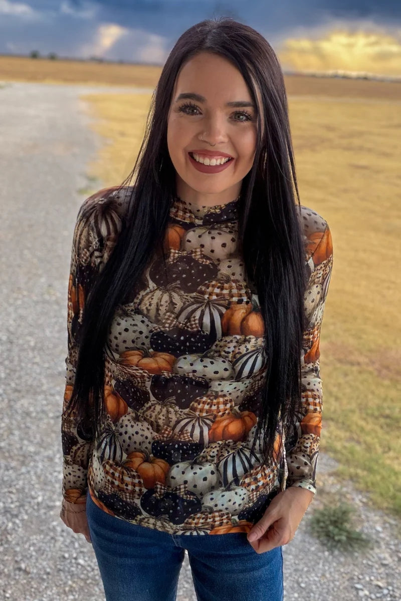 Pumpkin Spice & Wild Nights Mesh Top