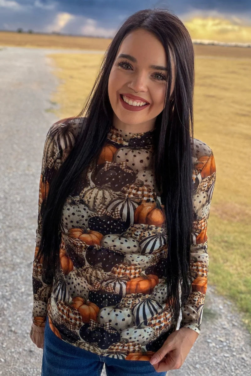 Pumpkin Spice & Wild Nights Mesh Top