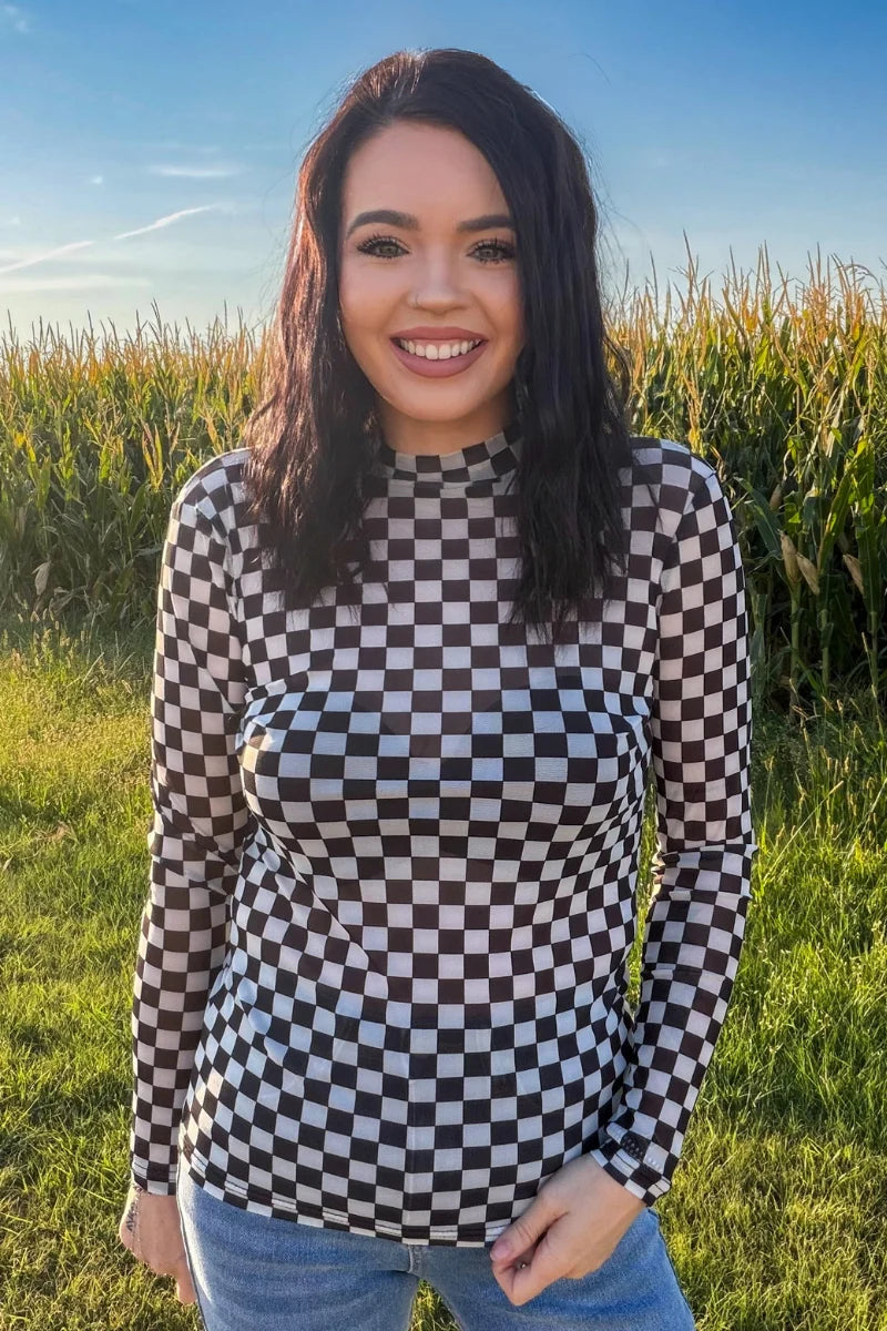 Checkered & Reckless Mesh Top