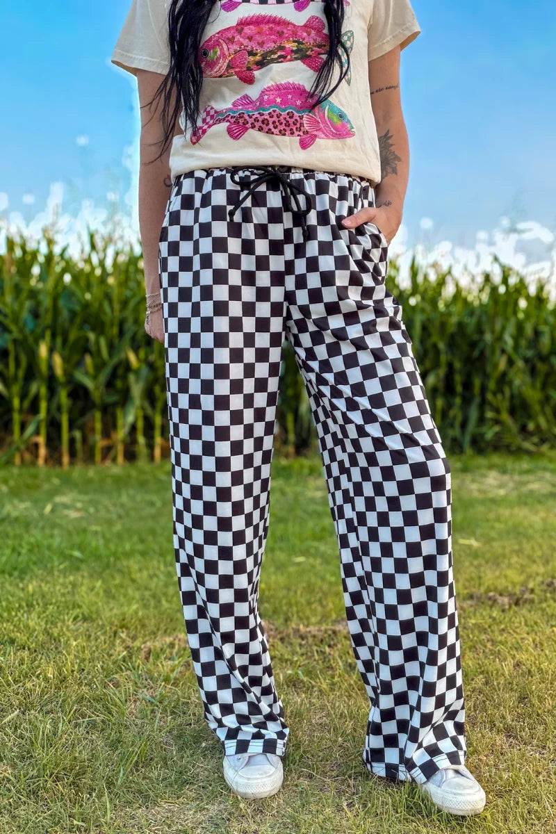 Checkered Cowgirl Relaxed Fit Pants