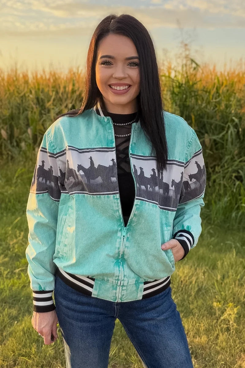 Turquoise Trails Western Bomber Jacket