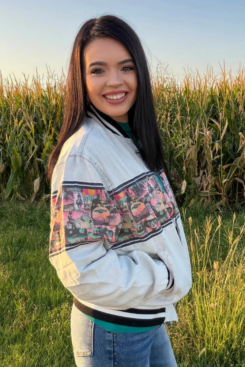Cosmic Cowgirl Western Collage Bomber Jacket