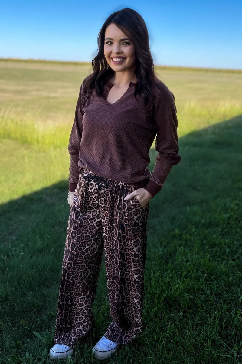 Wild Side Leopard Wide Leg Pants