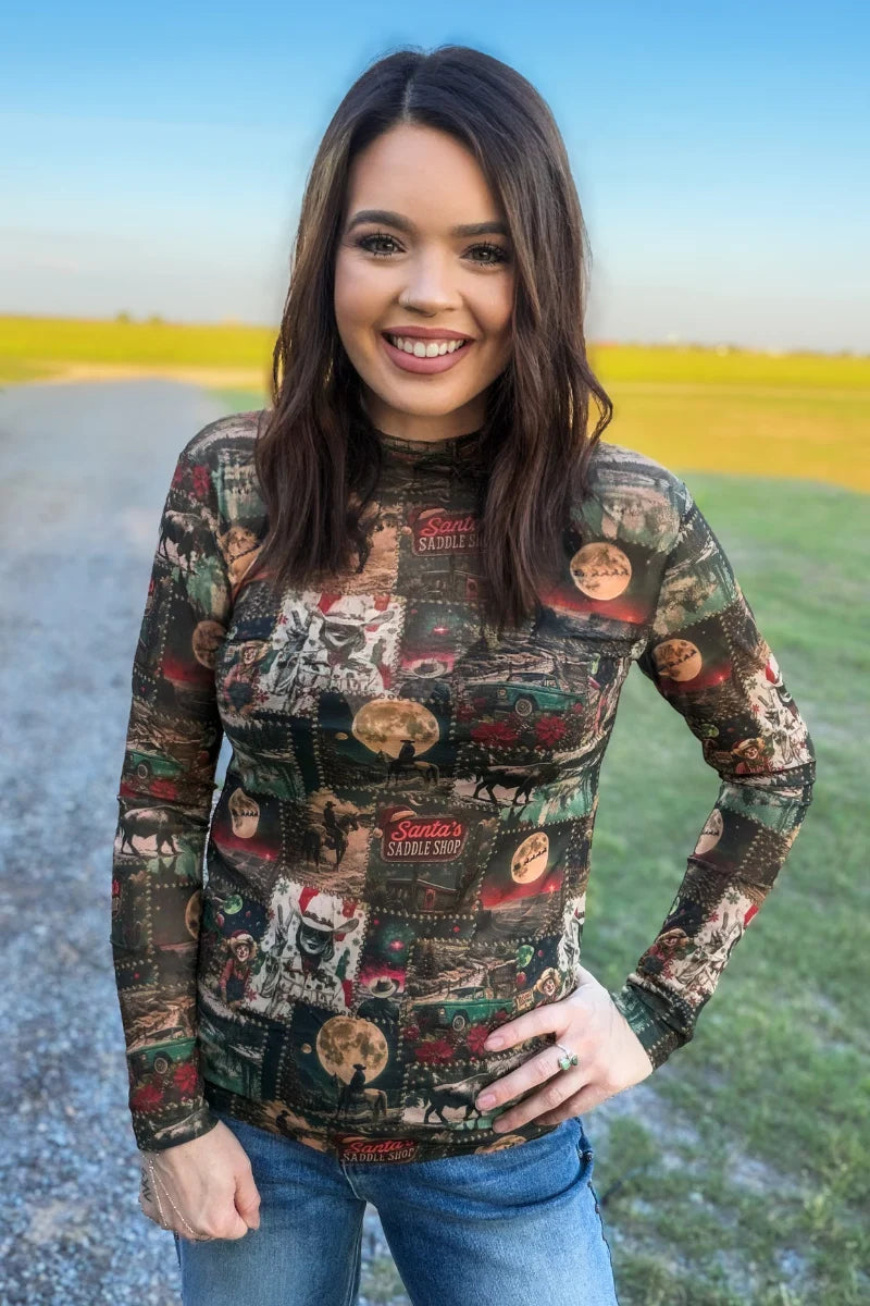 SANTA'S SADDLE SHOP MESH TOP